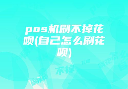 pos機刷不掉花唄(自己怎么刷花唄)
